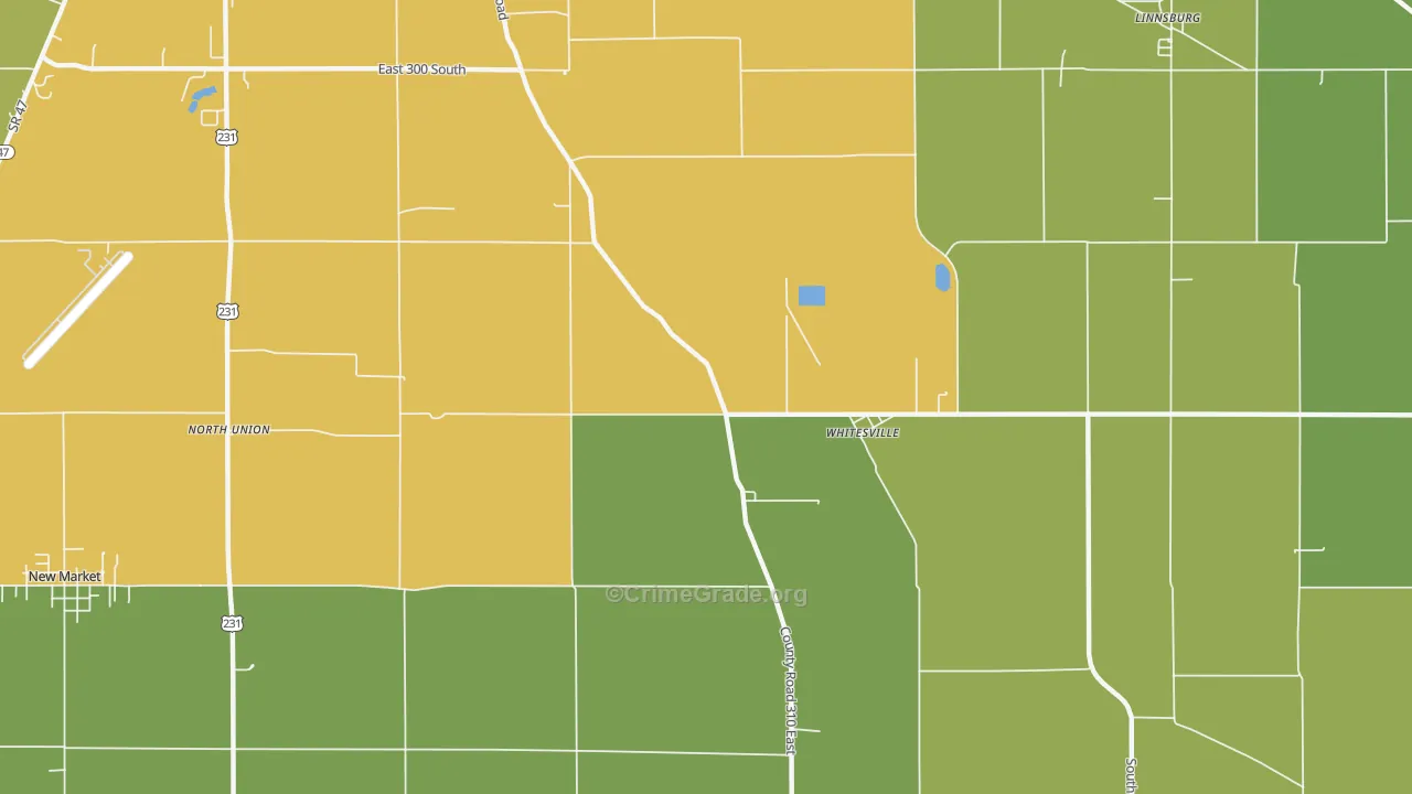Whitesville, IN Map of Burglary Rates