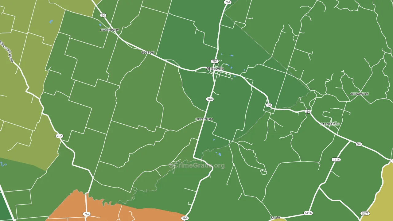 Whitesville, KY Map of Burglary Rates