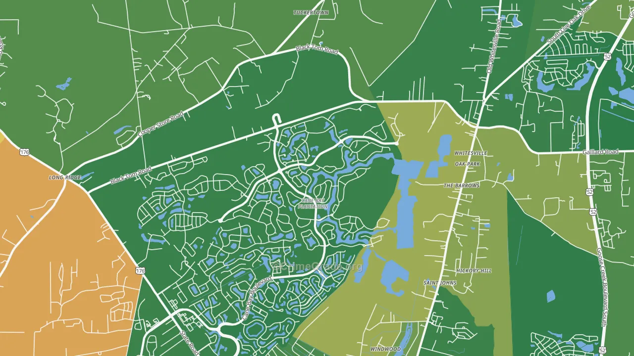 Whitesville, SC Map of Burglary Rates