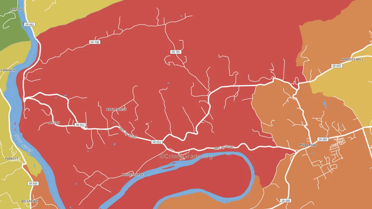 Whitethorne, VA Map of Burglary Rates