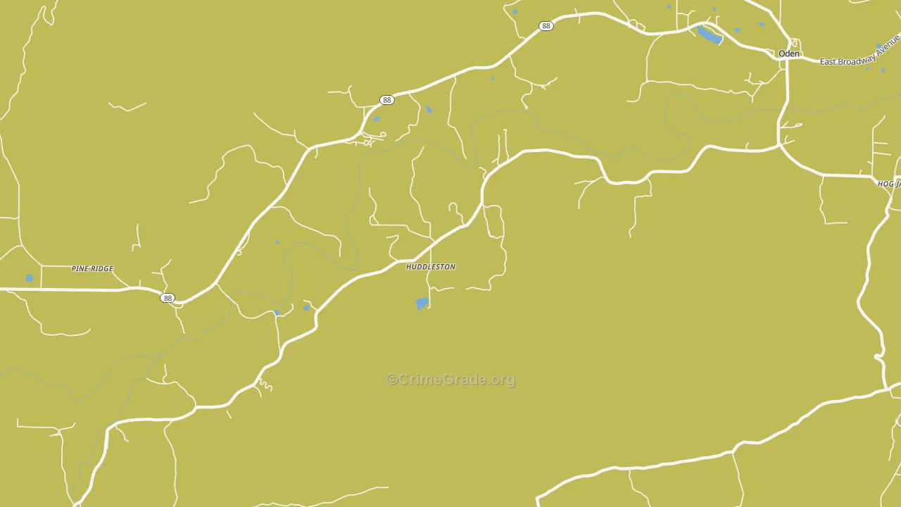 Whitetown, AR Map of Burglary Rates