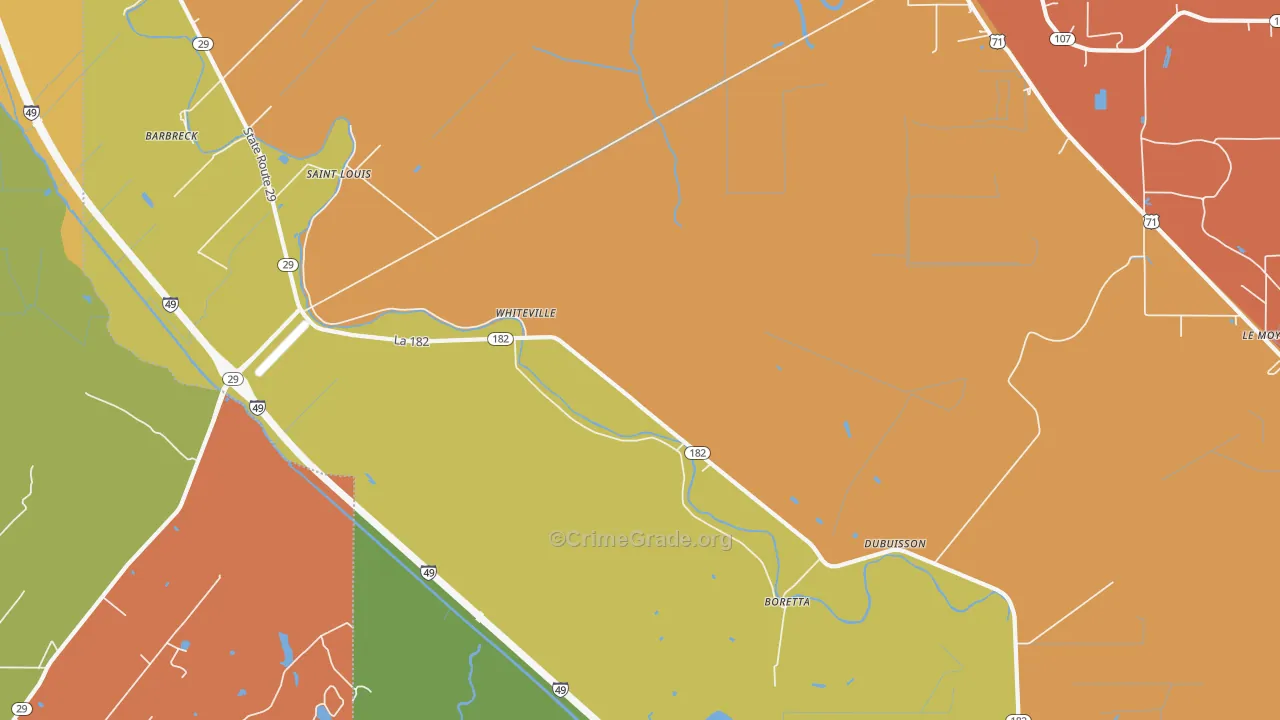 Whiteville, LA Map of Burglary Rates