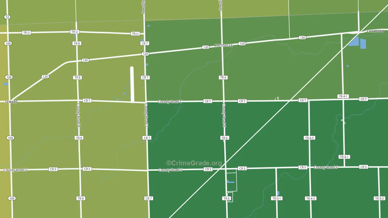 Whiteville, OH Map of Burglary Rates