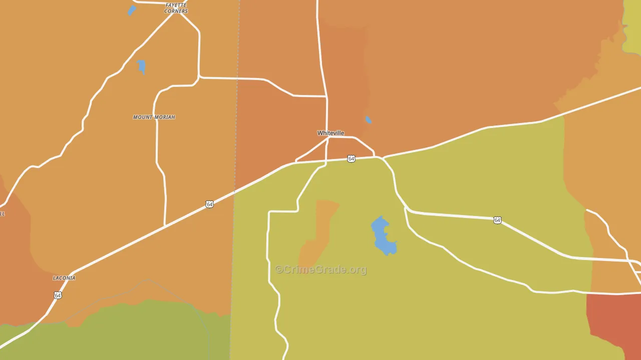 Whiteville, TN Map of Burglary Rates