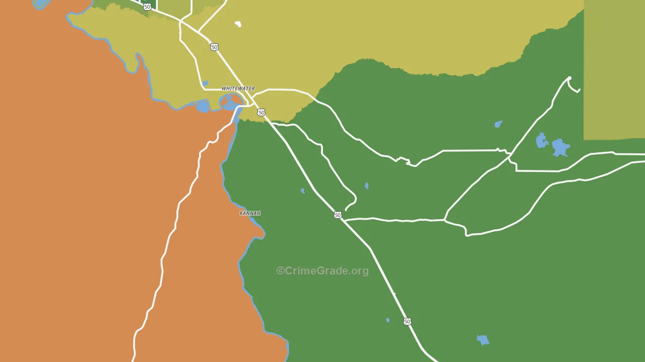 Whitewater, CO Map of Burglary Rates