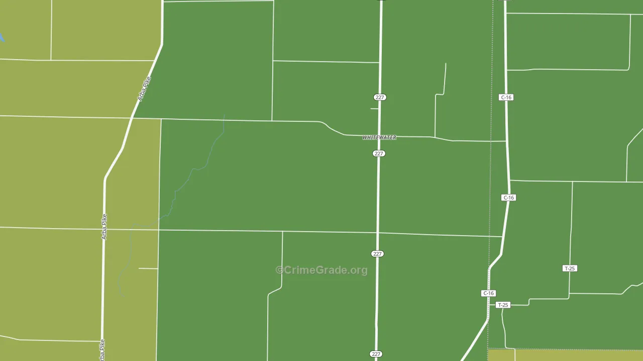 Whitewater, IN Map of Burglary Rates