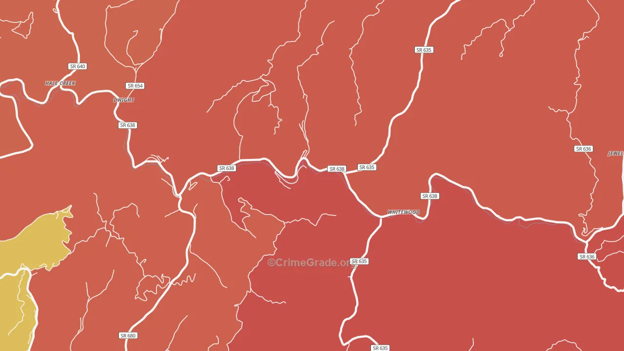 Whitewood, VA Map of Burglary Rates