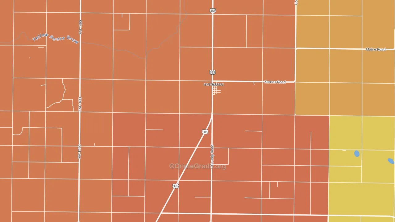 Whitharral, TX Map of Burglary Rates
