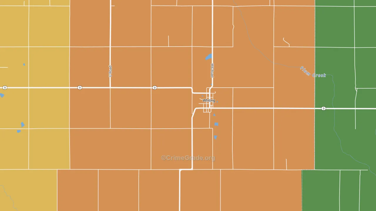 Whiting, KS Map of Burglary Rates