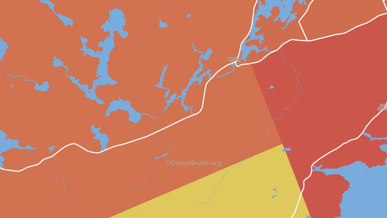 Whiting, ME Map of Burglary Rates
