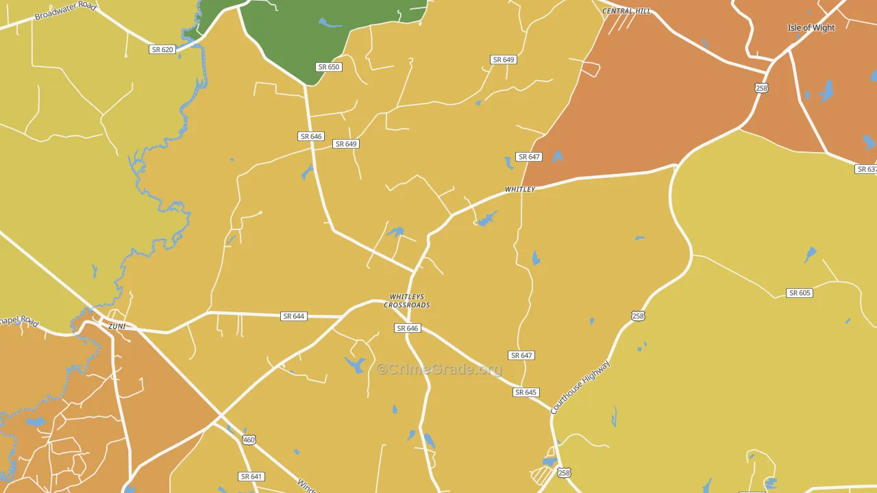 Whitley, VA Map of Burglary Rates