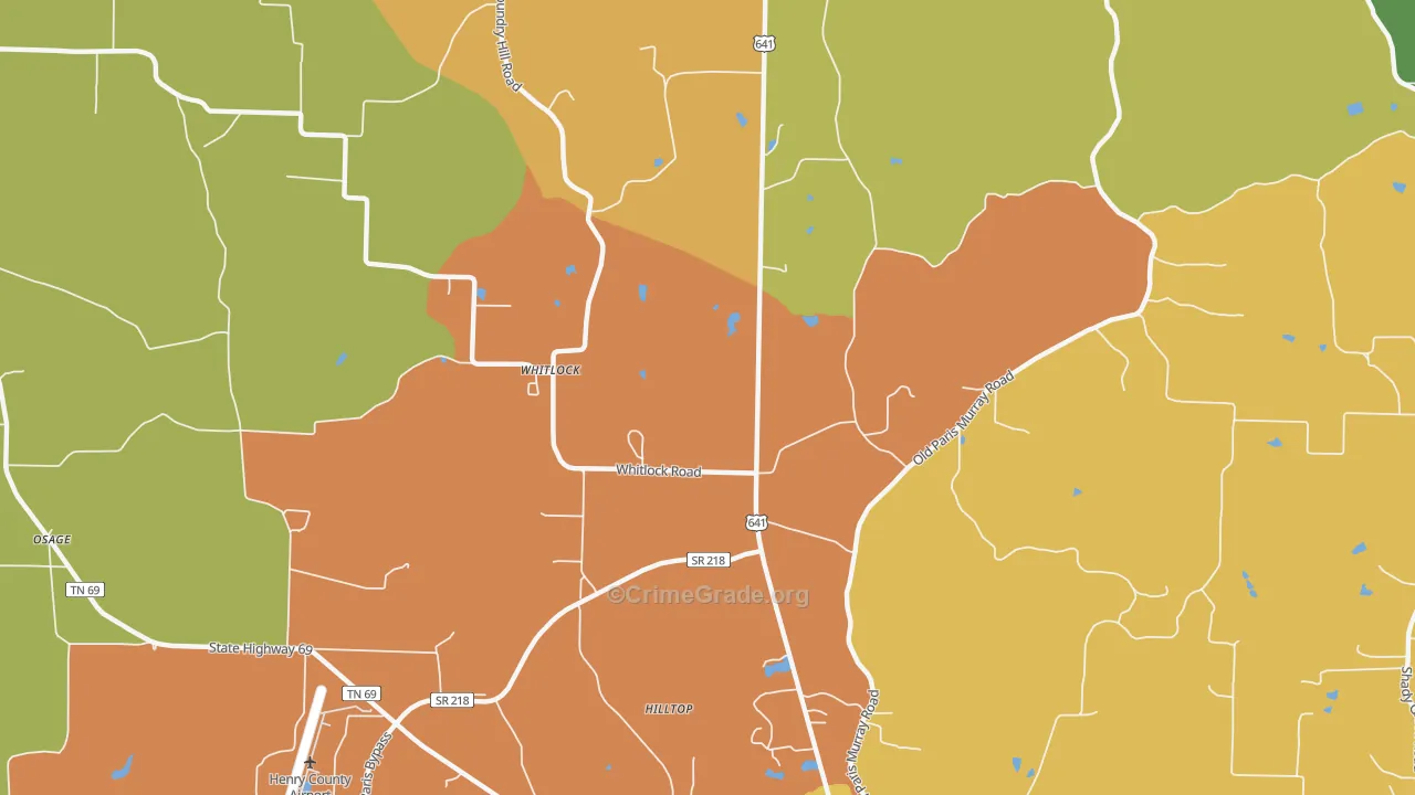 Whitlock, TN Map of Burglary Rates