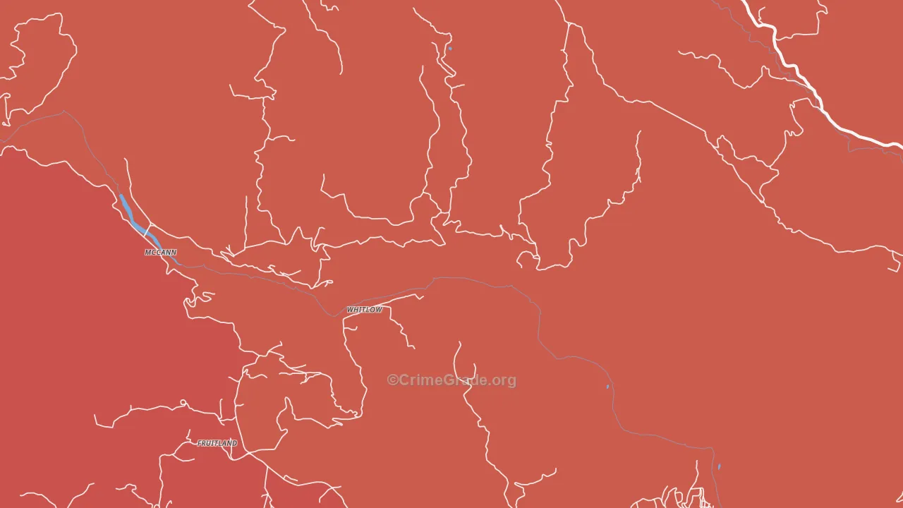 Whitlow, CA Map of Burglary Rates