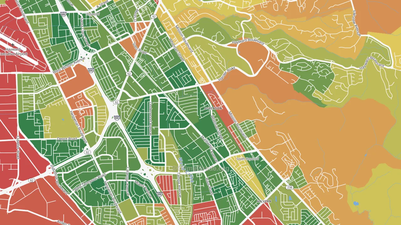Whitman-Mocine, Hayward, CA Map of Burglary Rates