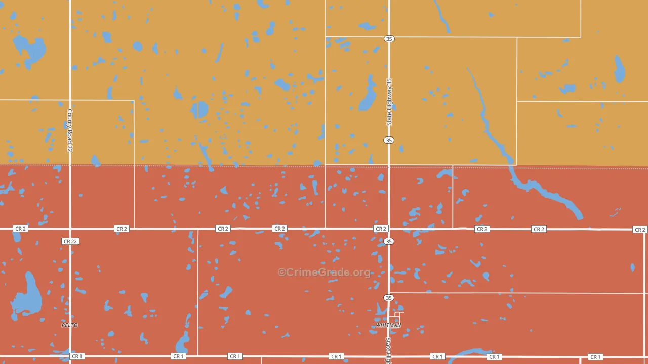 Whitman, ND Map of Burglary Rates