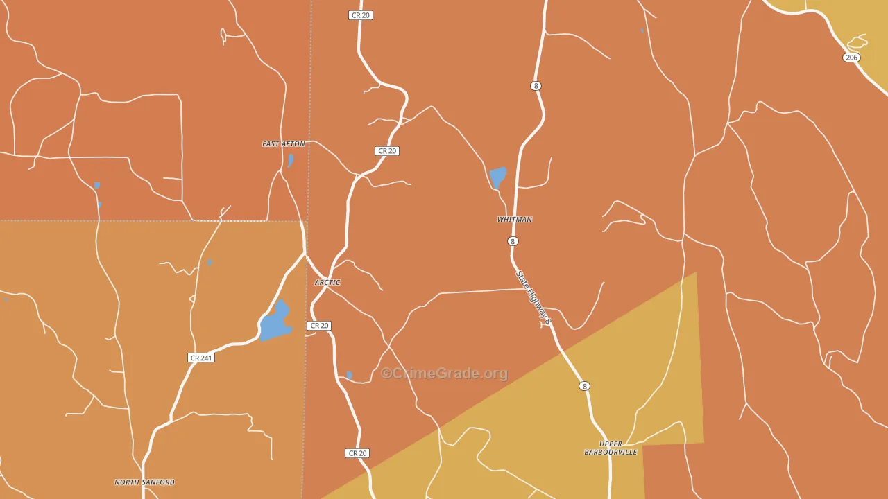 Whitman, NY Map of Burglary Rates