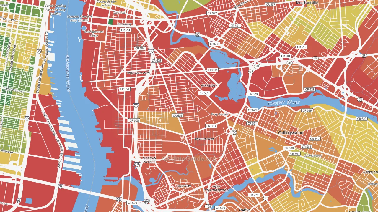 Whitman Park, Camden, NJ Map of Burglary Rates