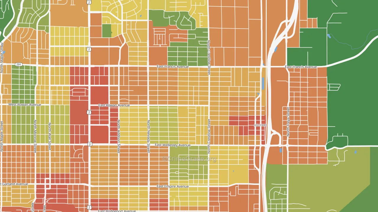 Whitman, Spokane, WA Map of Burglary Rates