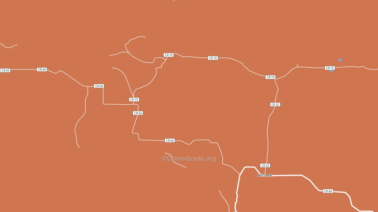 Whitman, WY Map of Burglary Rates