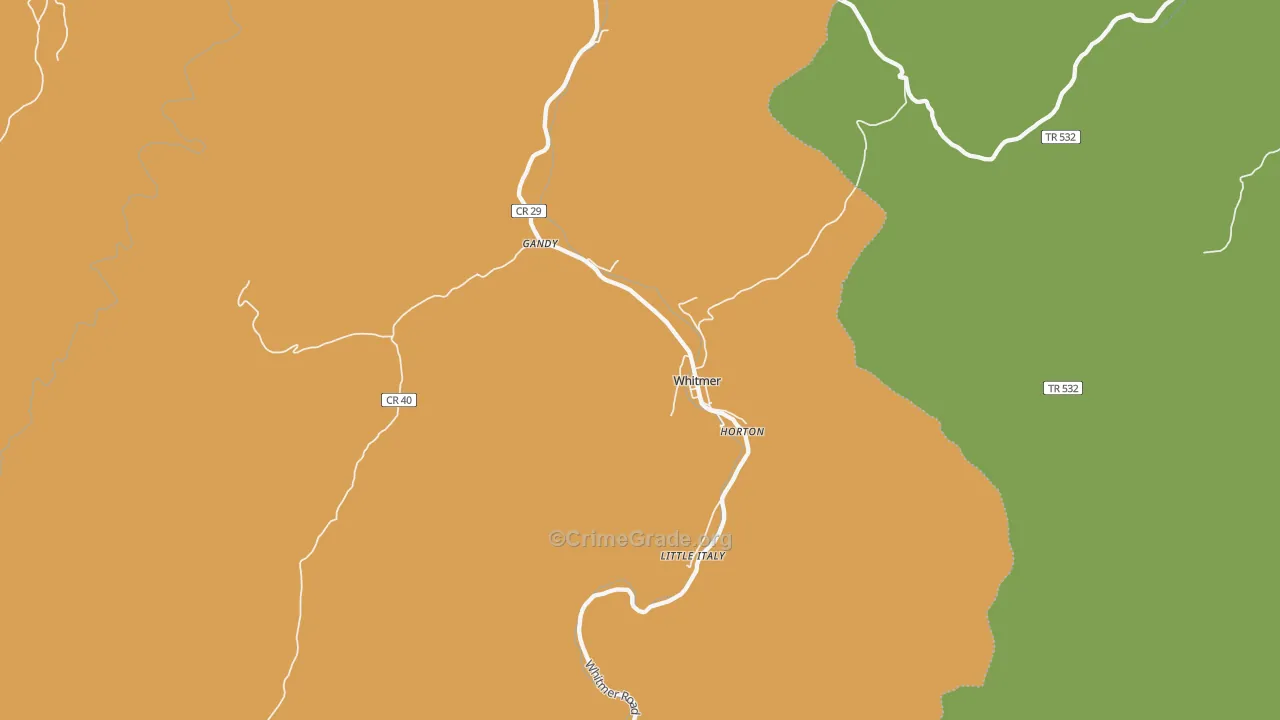 Whitmer, WV Map of Burglary Rates