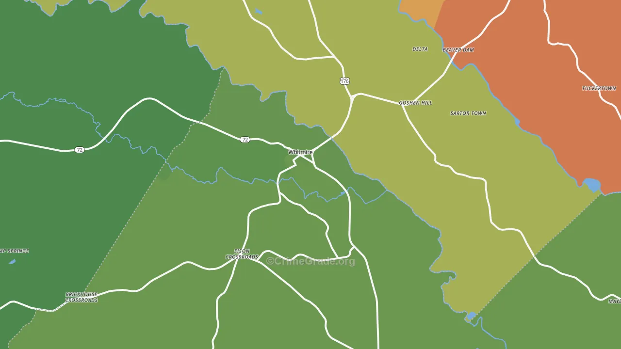 Whitmire, SC Map of Burglary Rates