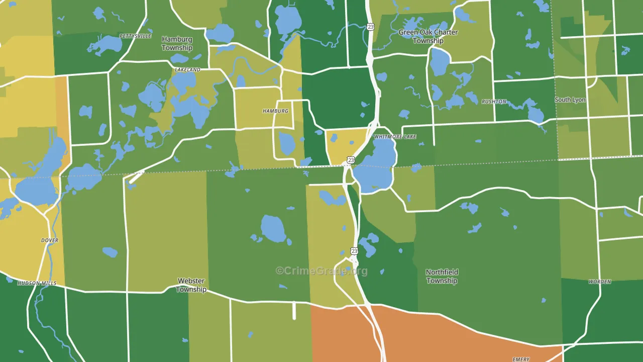 Whitmore Lake, MI Map of Burglary Rates