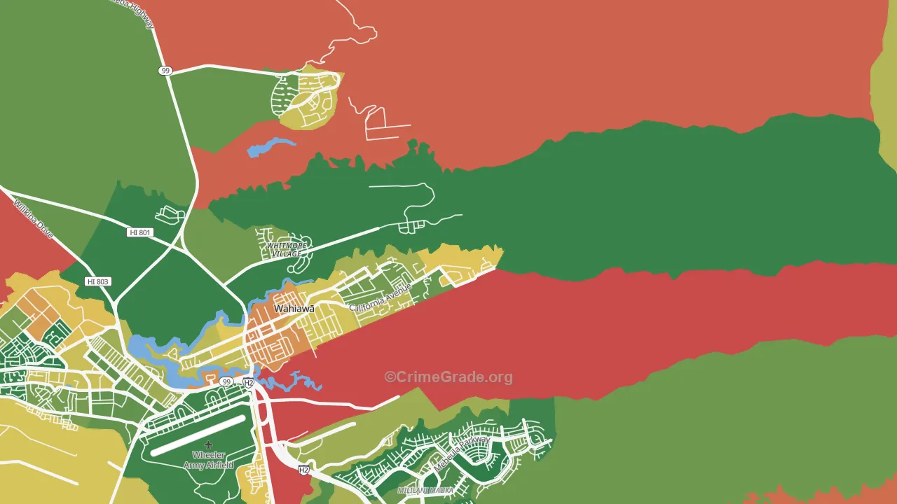 Whitmore Village, HI Map of Burglary Rates