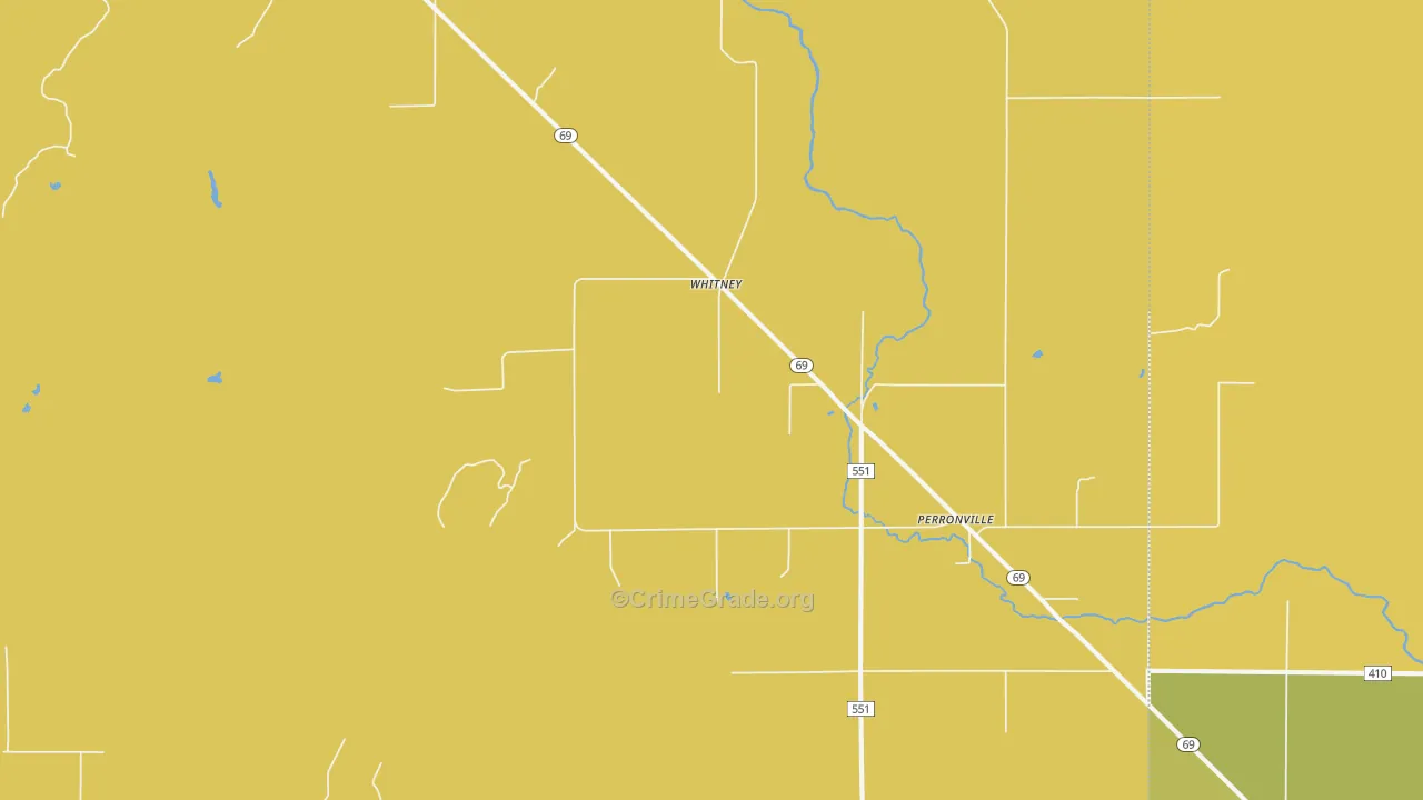 Whitney, MI Map of Burglary Rates
