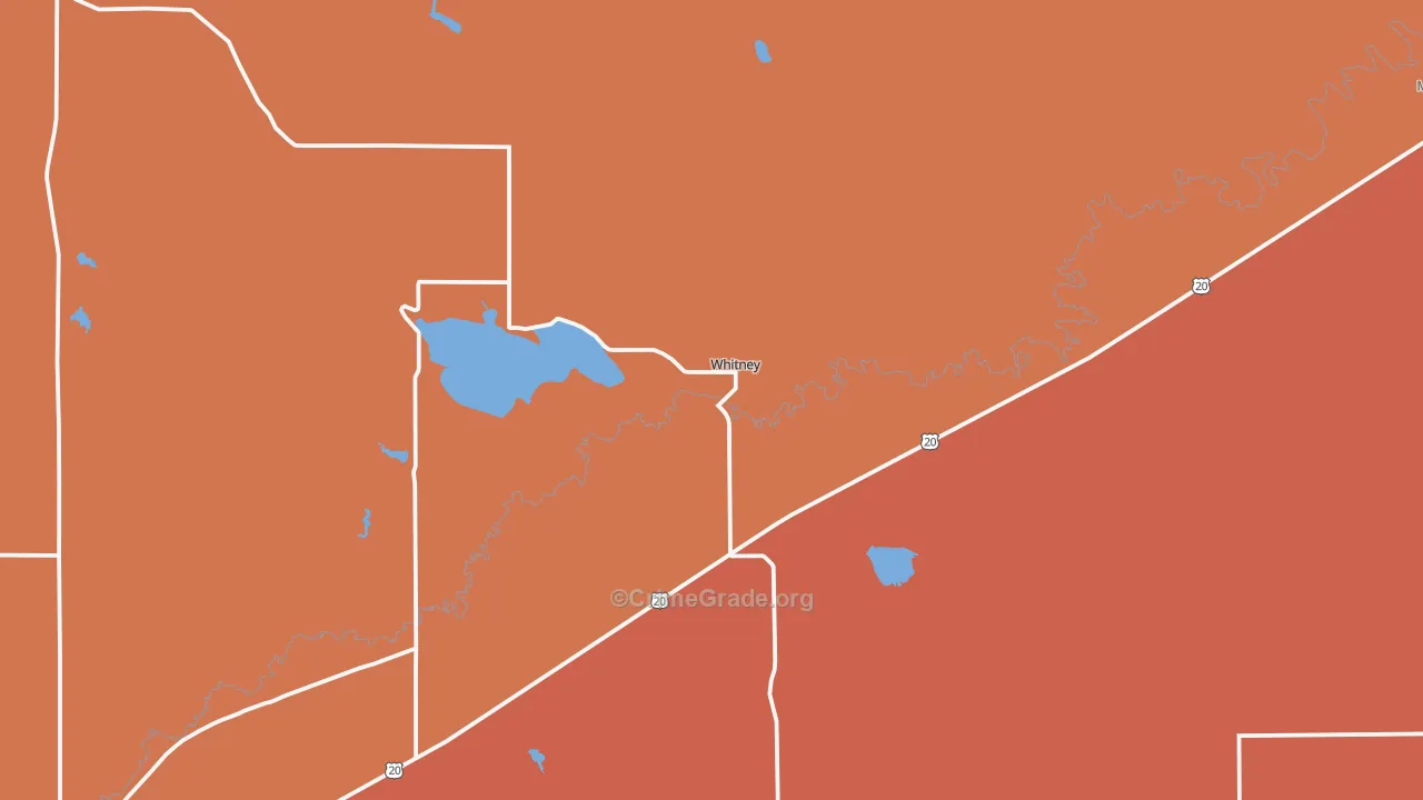 Whitney, NE Map of Burglary Rates