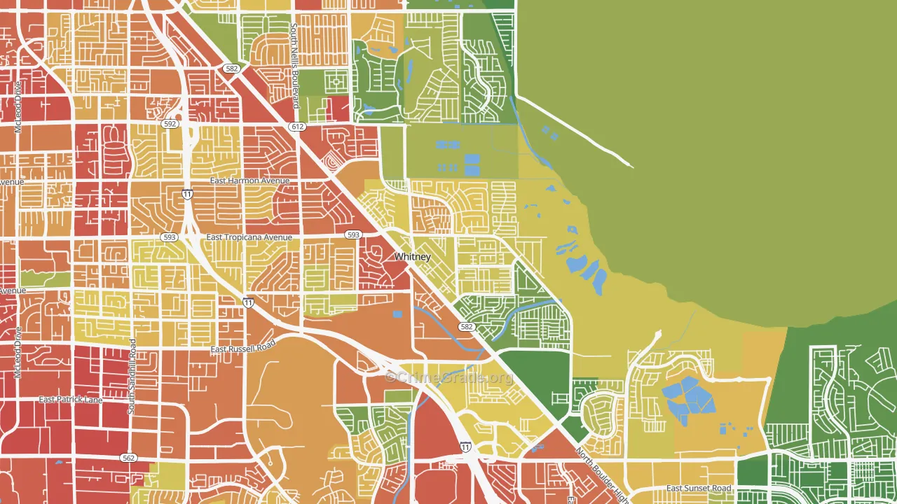 Whitney, NV Map of Burglary Rates