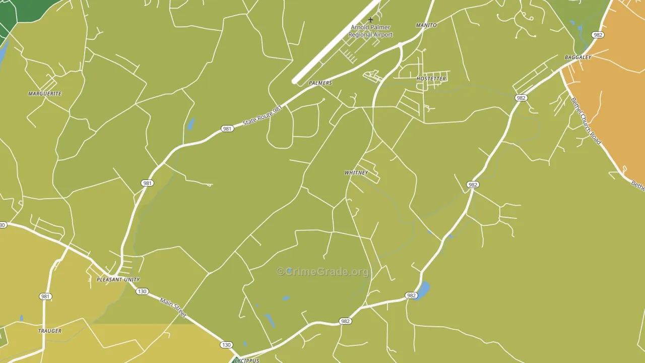 Whitney, PA Map of Burglary Rates