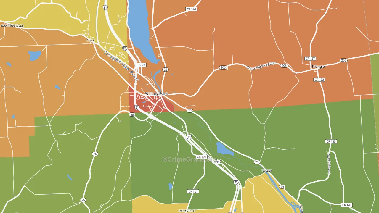 Whitney Point, NY Map of Burglary Rates