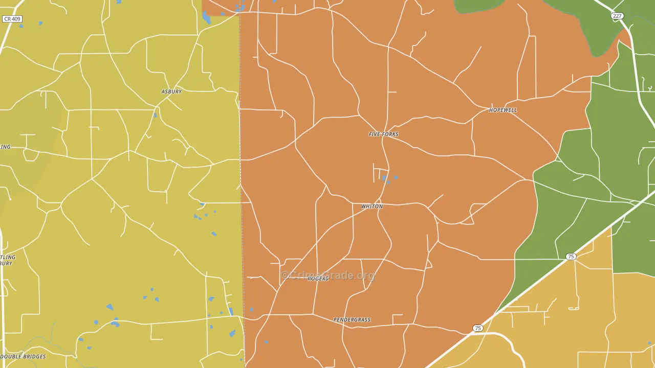 Whiton, AL Map of Burglary Rates
