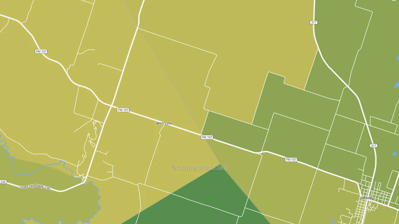 Whitson, TX Map of Burglary Rates