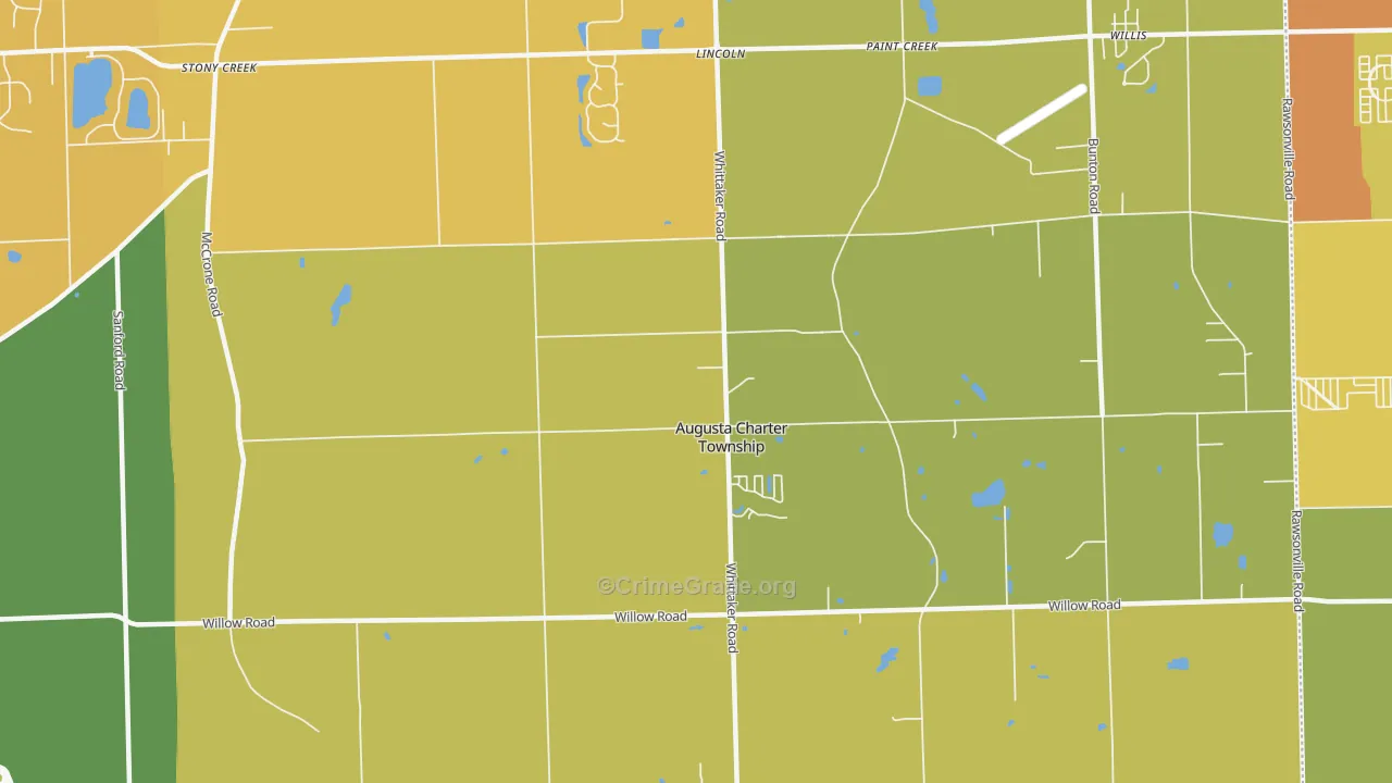 Whittaker, MI Map of Burglary Rates