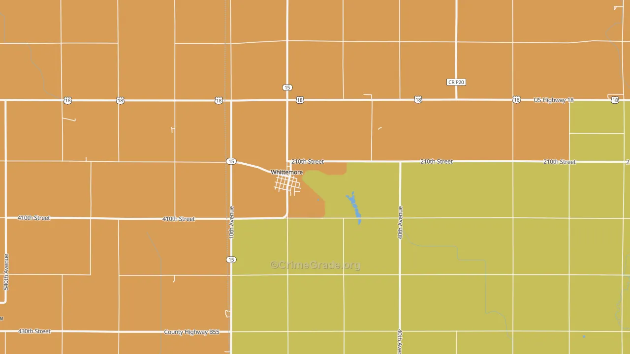 Whittemore, IA Map of Burglary Rates