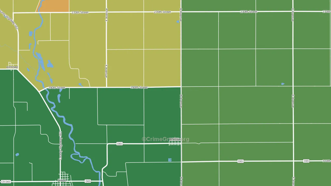 Whitten, IA Map of Burglary Rates