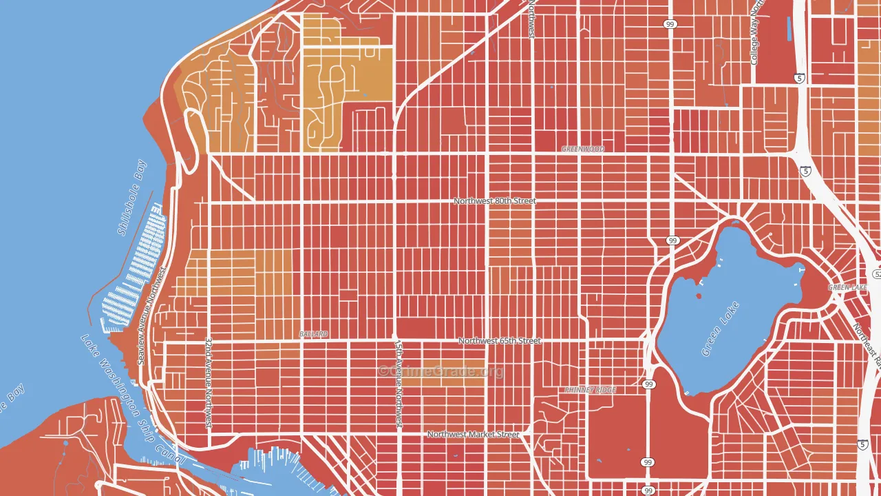 Whittier Heights, Seattle, WA Map of Burglary Rates