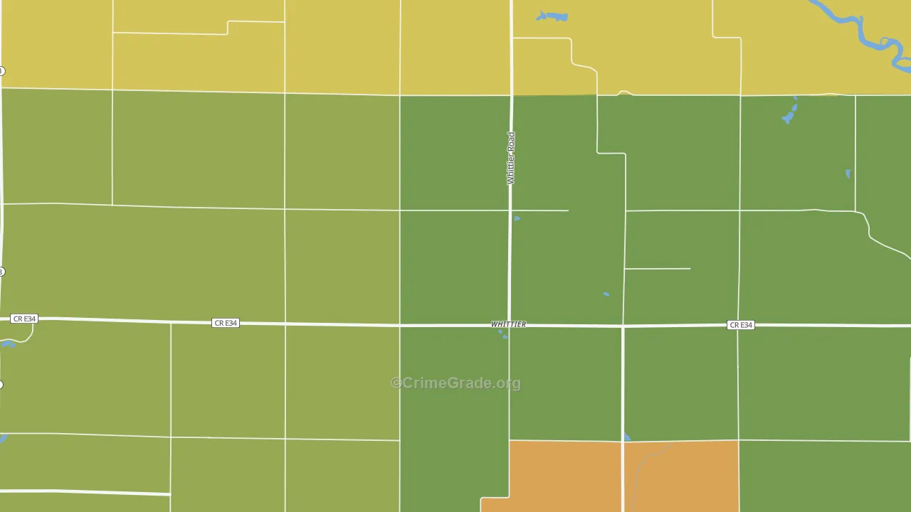 Whittier, IA Map of Burglary Rates
