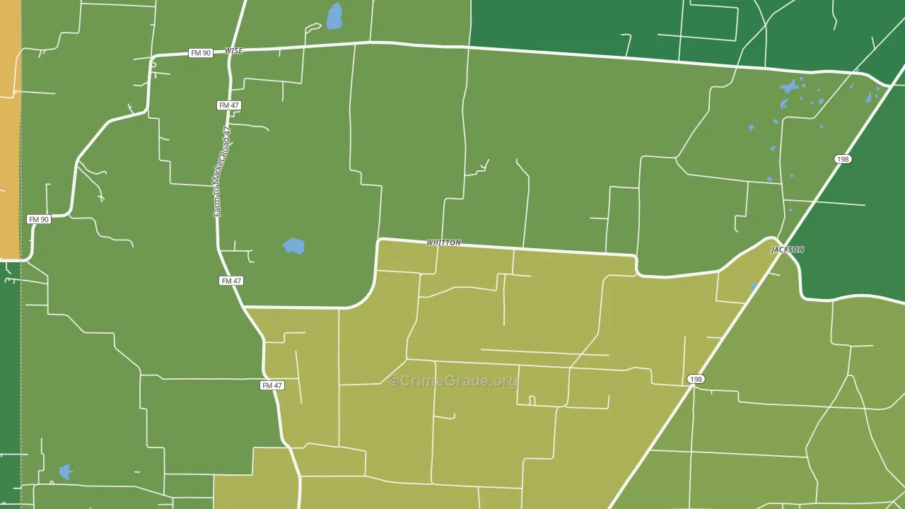 Whitton, TX Map of Burglary Rates