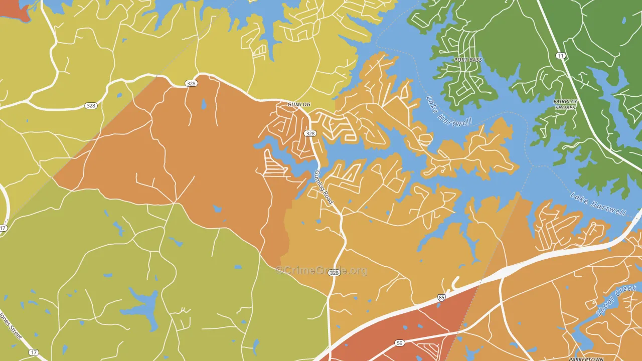 Whitworth, GA Map of Burglary Rates