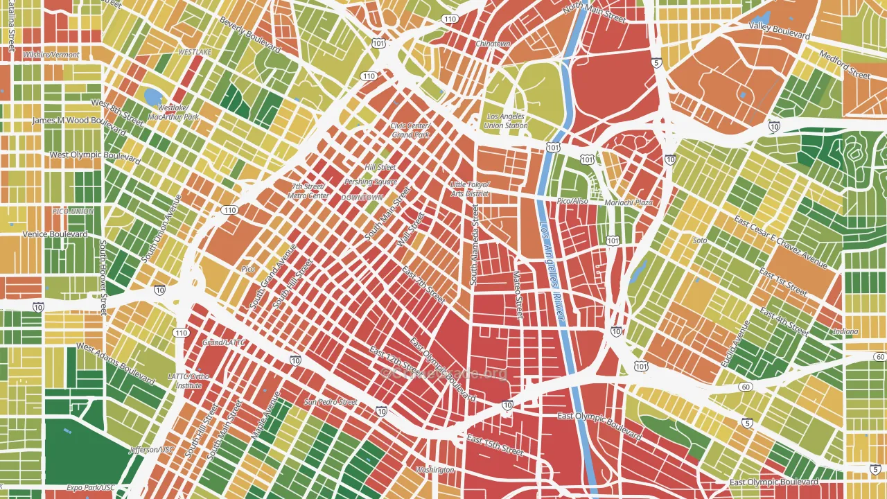 Wholesale District-Skid Row, Los Angeles, CA Map of Burglary Rates