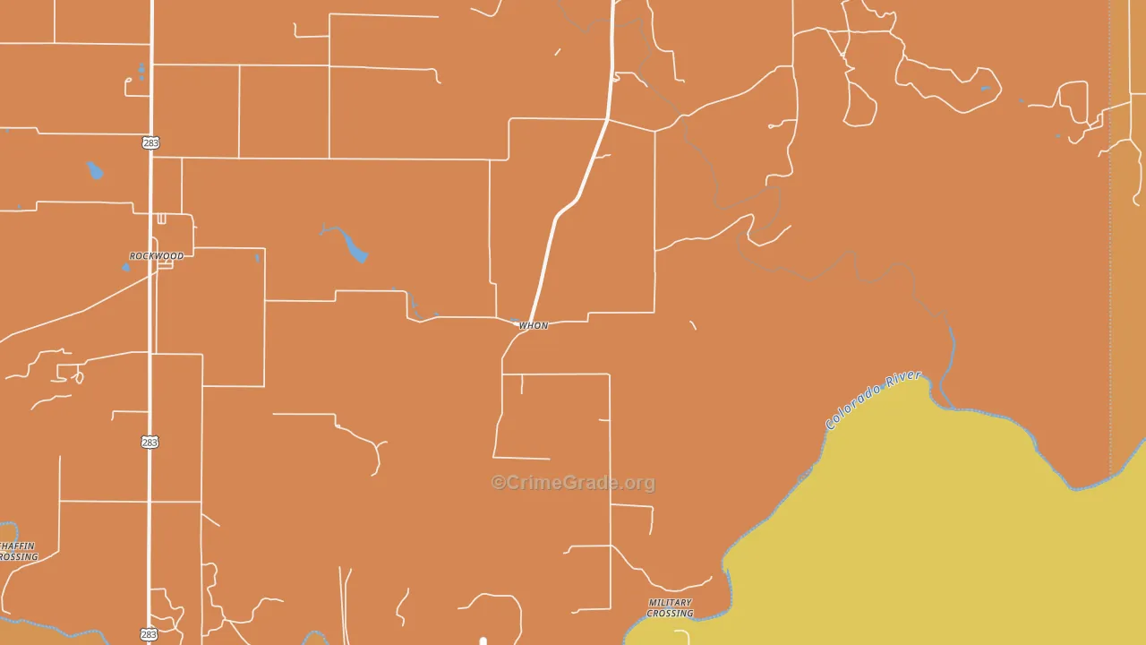 Whon, TX Map of Burglary Rates
