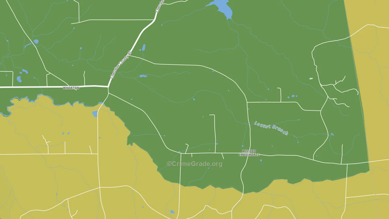 Whorton, AL Map of Burglary Rates