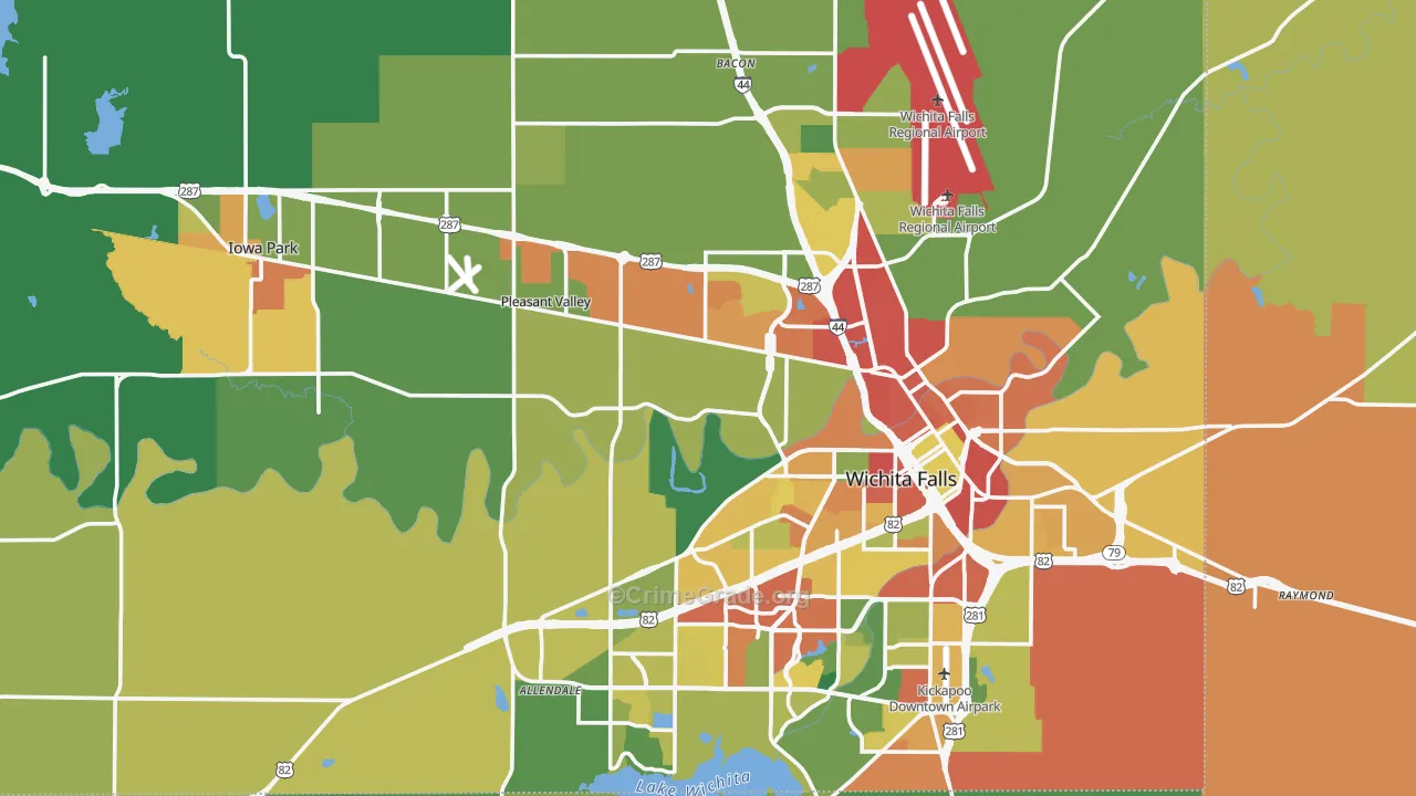 Wichita County, TX Map of Burglary Rates