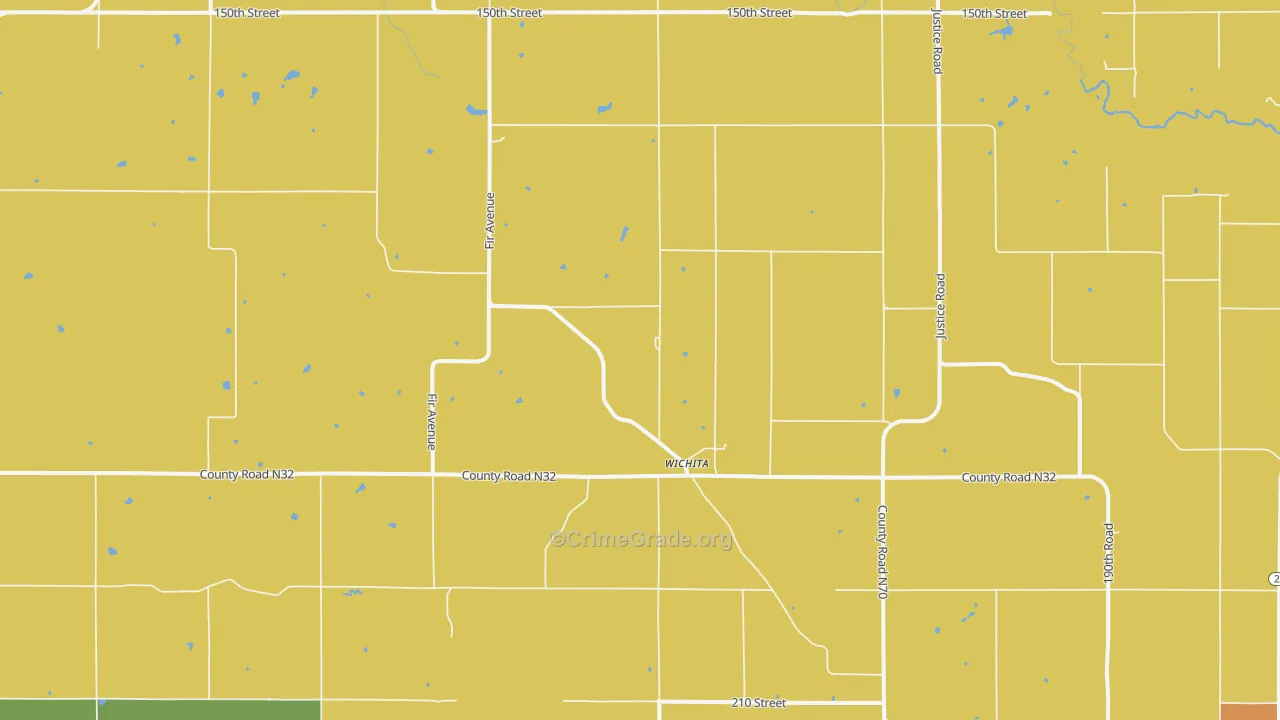 Wichita, IA Map of Burglary Rates