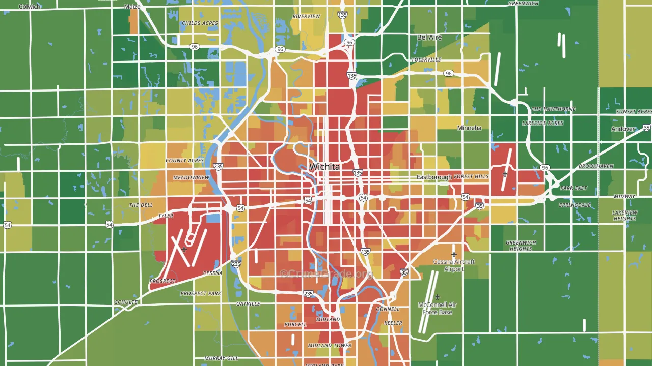 Wichita, KS Map of Burglary Rates