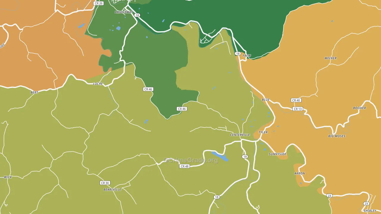Wick, WV Map of Burglary Rates