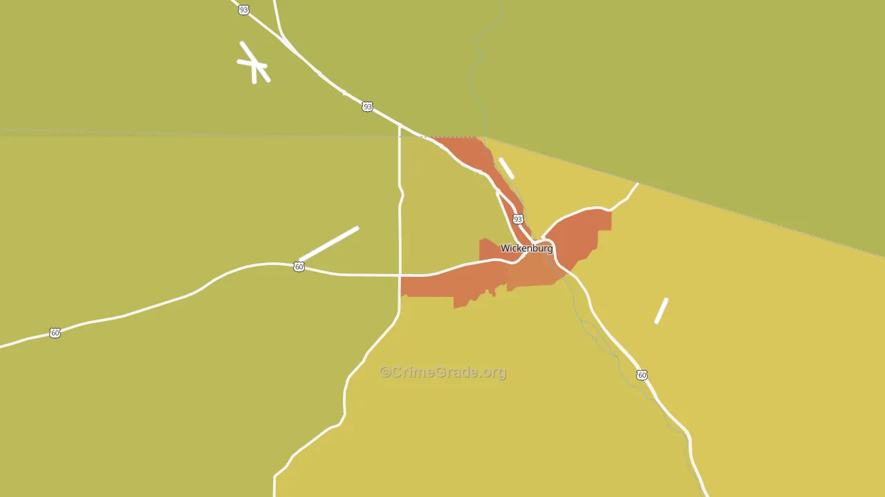 Wickenburg, AZ Map of Burglary Rates