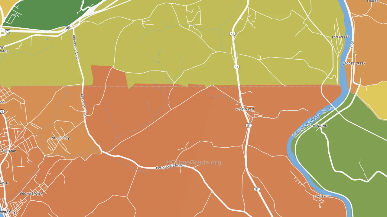 Wickhaven, PA Map of Burglary Rates